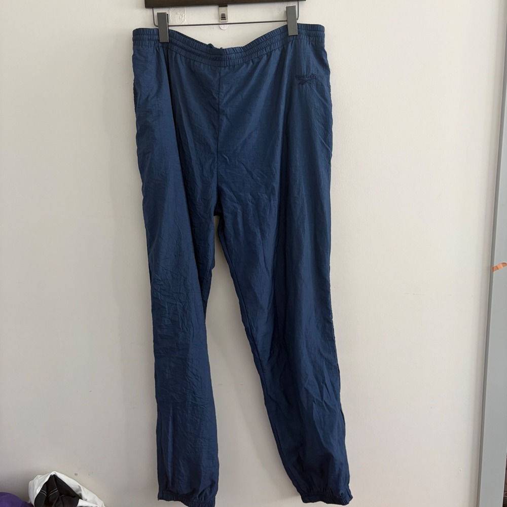 Reebok Vintage Nylon Track Pants Navy Blue Mens XL